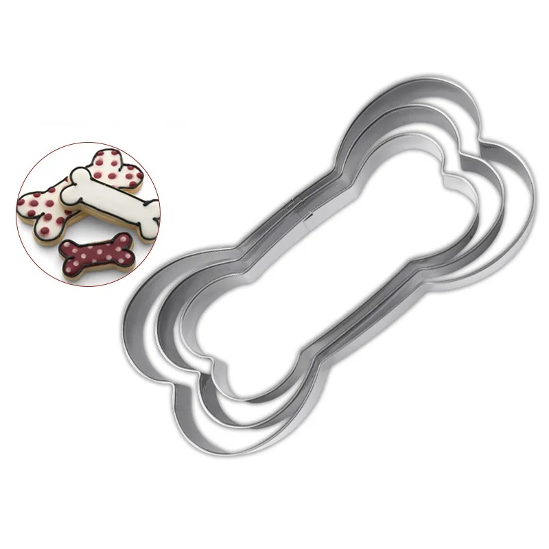 100Set Easter Cookie Cutter bakeware Dog Bone shape cookies Stainless Steel Biscuit mold Three-piece Set DIY Baking cookie tools