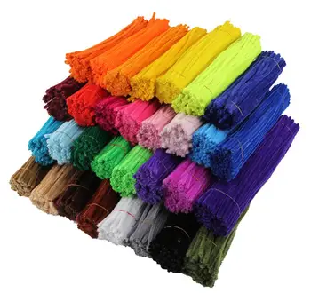 100 pz 6mm x 300mm steli di ciniglia Twist Wire steli scovolini bambini fatti a mano educazione fiori decorativi e ghirlande