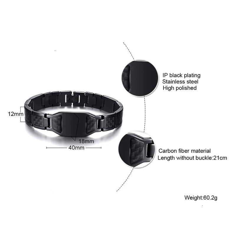 Vnox Personalize Mens Stylish Scorpion Cross Shield Images Chain Bracelets with Unique Carbon Fiber Custom Jewelry Gifts for Him