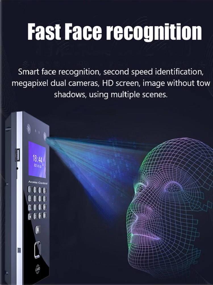 Face Recognition Access Control Facial Detection Door Lock Fingerprint Time Attendance Keypad TCP/IP USB RFID Card Palmprint