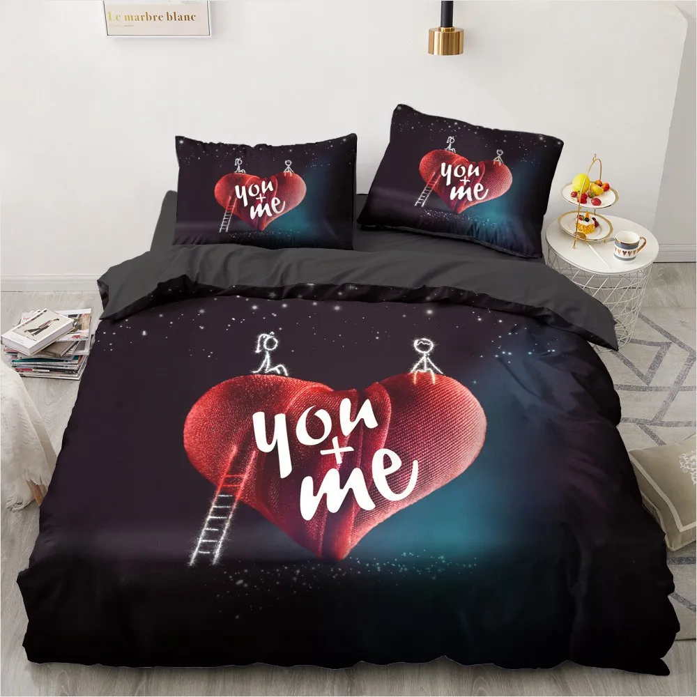 3D Printed Bedding Sets luxury Cartoon Cupids And Love Roclet Astronaut Single Queen Double Full Twin Bed For Home Duvet Cover