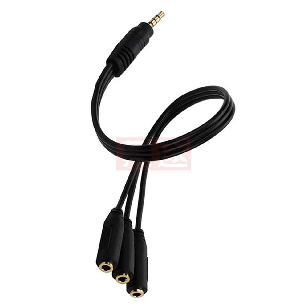 3.5mm Stereo Audio Splitter Cable Gold Plated 3.5mm (1/8 inch) TRRS Stereo Plug Male to 3 x 1/8 inch 3.5mm Stereo Jack Female