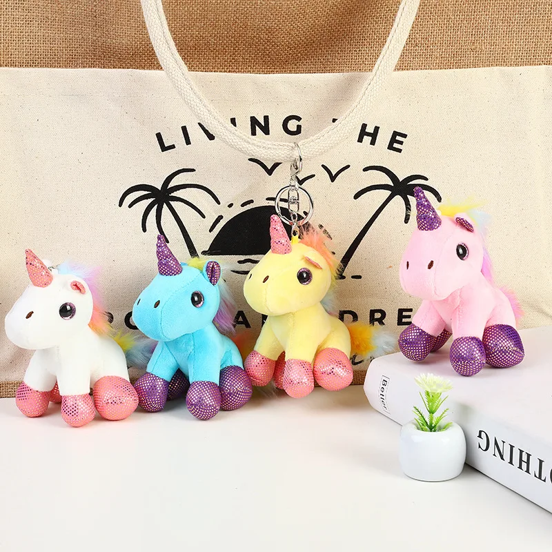 13cm Lovely Unicorn Plush Doll Toy Pendant Stuffed with Keyring for Children Kids Birthday Christmas Gifts