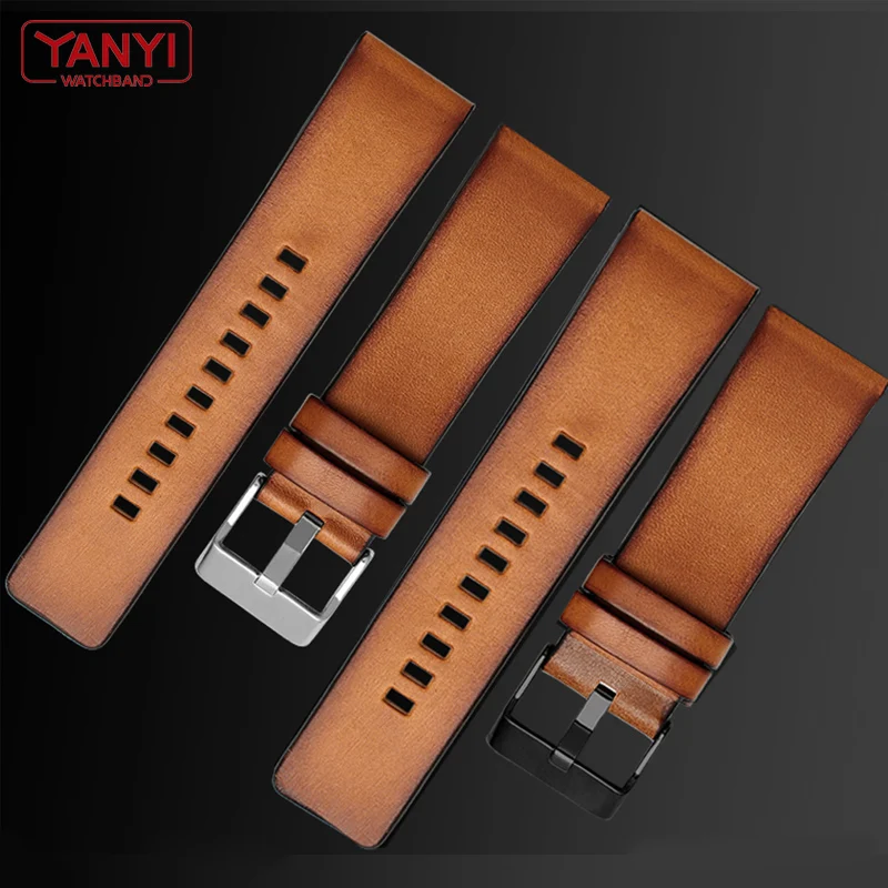 Genuine Leather Bracelet for diesel DZ7406 DZ7408 DZ4476 DZ4343 watch strap Brown watchband 22mm 24 26mm Retro wristwatches band