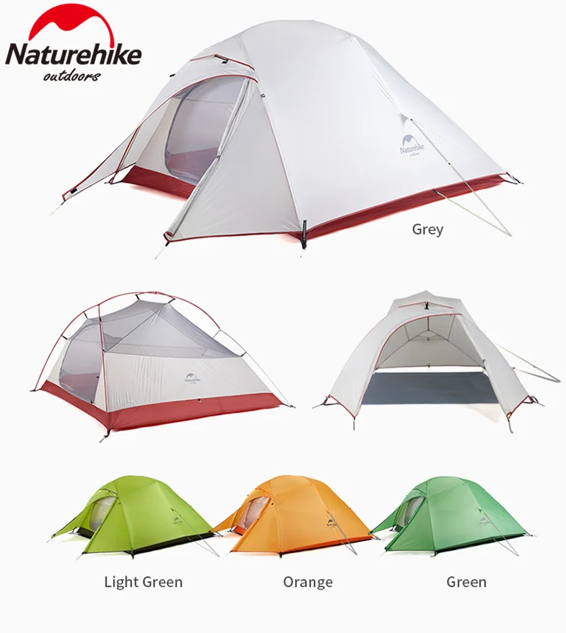 Naturehike CloudUp Series 3 Persons Tent 20D Silicone Double layer Aluminum Pole Outdoor Ultralight Portable Camping Tent Skirt