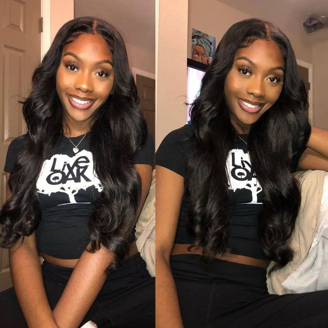 Body Wave  Lace Human Hair Wigs Pre Plucked HD Transparent 13x1 T Part Lace Wig Bleached Knots For Black Women Nabeauty image 2