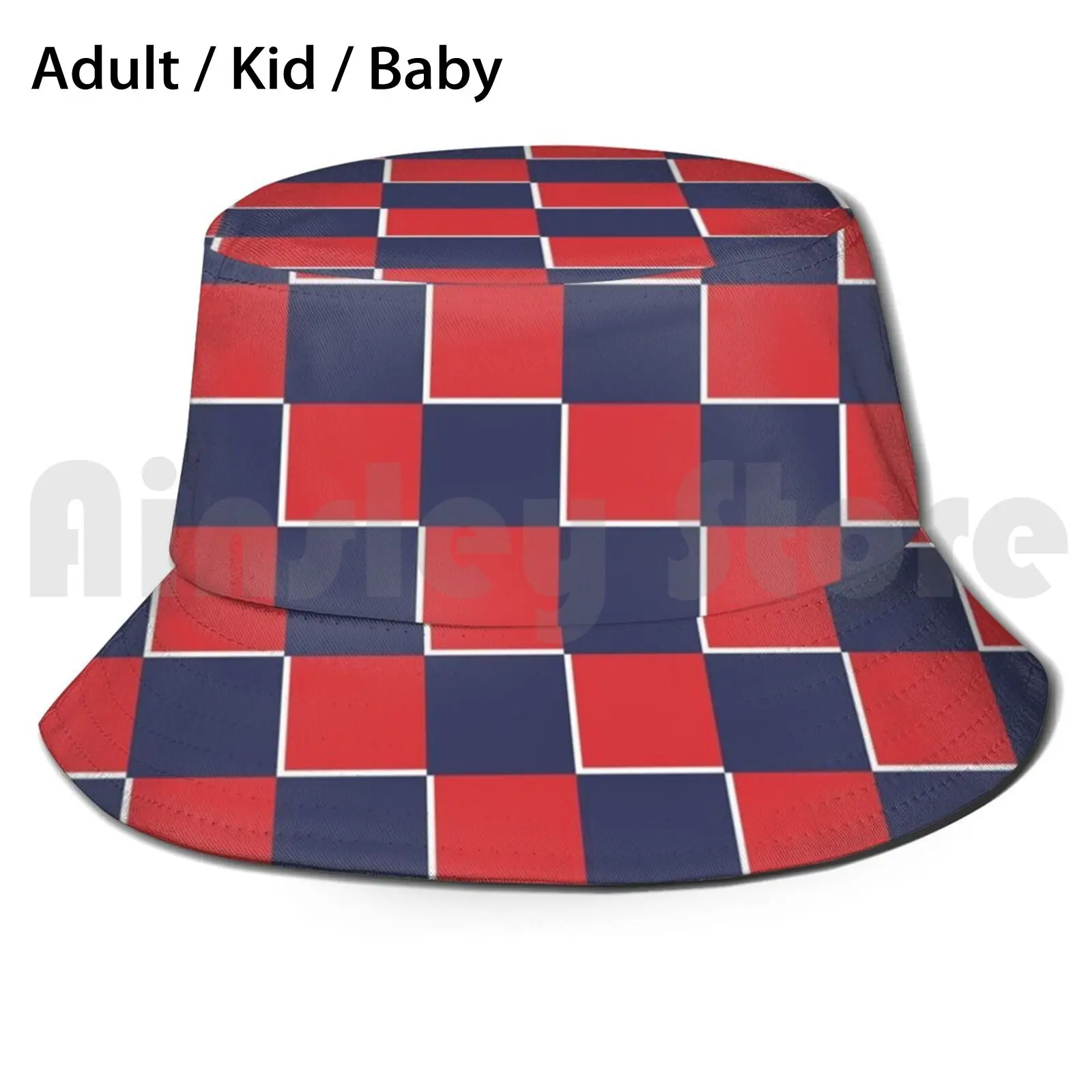 Colours Chequer Pattern Bucket Hat Adult kid baby Beach Sun Hats Paris Psg Football Soccer Euro Leagues Blue Red Chequer