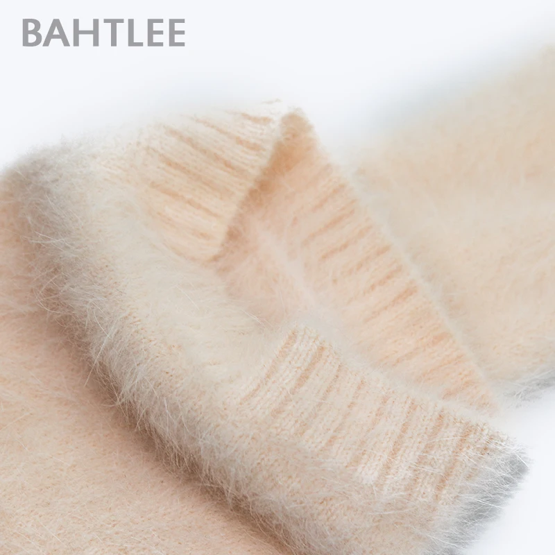 BAHTLEE-Women\'s Angora Long High Socks, Thick Fashion, Over Knee Wool, Girls, Female Solid Color, Winter