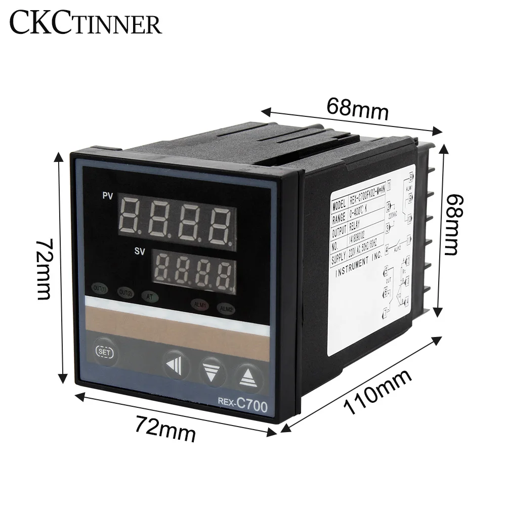 Controlador de temperatura Industrial inteligente Digital PID RKC, relé de 220V, termostato de REX-C100-C400-C700-C900, salida de relé SSR