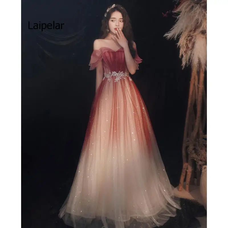 

Burgundy Toast Dress Bride New Wedding Dress Looks Thin One-shoulder Evening Dress Skirt Female Banquet Temperament