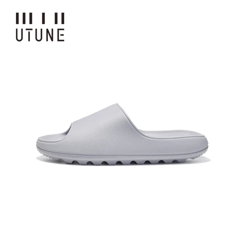 UTUNE Slippers For Men Bathroom Summer Indoor Home Slides Leaking Household Bath Slipper Men Fast Leak Platform Sandals Green