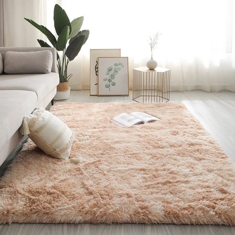 Long Hair Living Room Carpet Sofa Coffee Table Rug Bedroom Room Bay Window Bedside Carpet Luxury Furry Baby Nursery Decor Rug