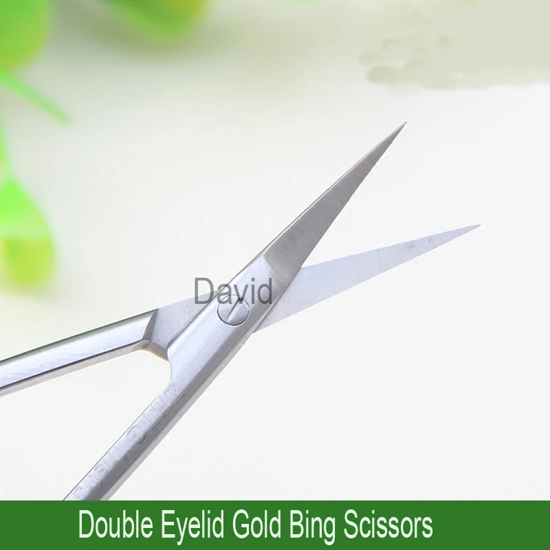 Korean style double eyelid scissors with gold handle Stainless steel fine sharp instruments Beauty scissors