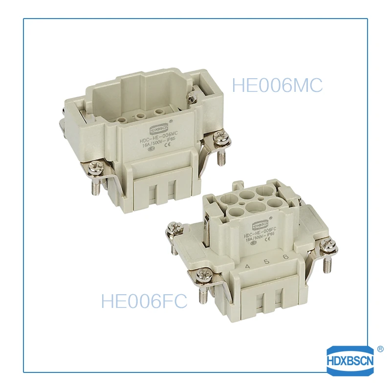 HDXBSCN Heavy Duty plug Connector HDC HE-006 F/M 6pin 16A power connectors rectangular aviation plug