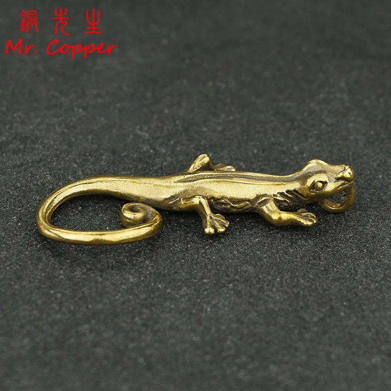 Vintage Copper Gecko Tea Set Small Ornaments Antique Brass Animal Figurines Tea Pet Desk Decorations Home Decor Accessories