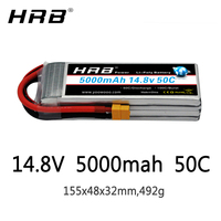 HRB Lipo Battery 4S 14.8V 5000mah 50C EC5 XT90 XT60 Deans T XT90-S RC Parts For VKAR BISON Buggy Car FPV Airplanes 1/10 Boat