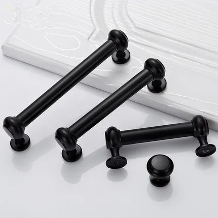 1PCS Black Cabinet Handle Bar Kitchen Door Knob Furniture Drawer Pull wardrobe cabinet door long handle Hole distance 96~320mm