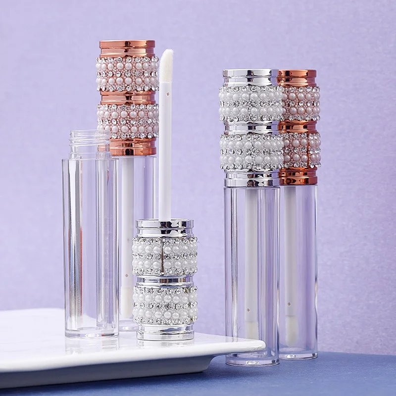 10/30pcs Empty Lip Gloss Tubes 5ml Rose Gold Silver Cosmetic Lipgloss Packaging Refillable Bottle Rhinestone Lip Gloss Container