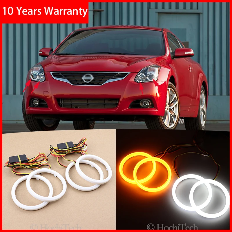 

for Nissan Altima Coupe 2010 2011 2012 2013 Cotton Switchback LED Dual Color Angel Eye White Amber turn signal light