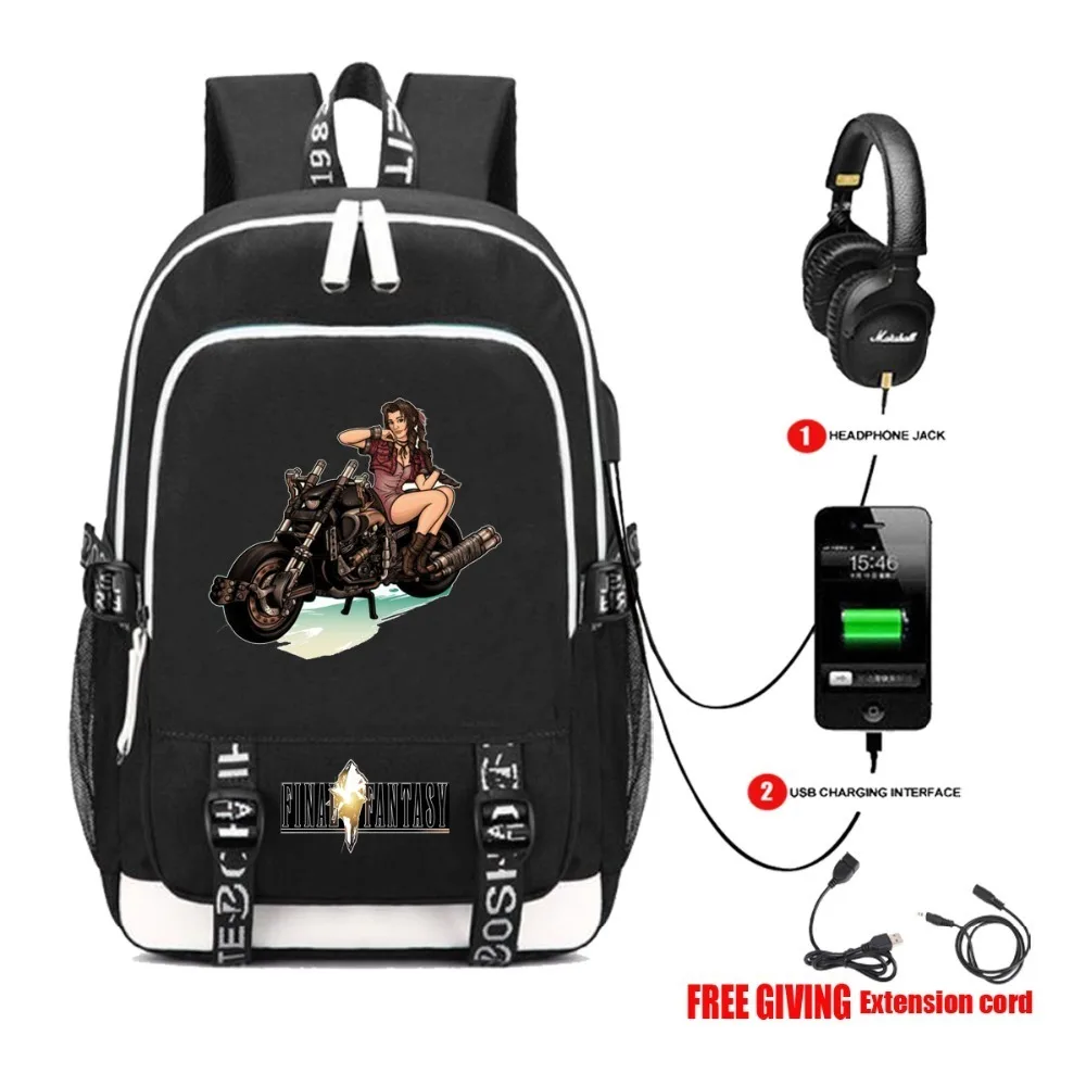 USB Charge Interface canvas Shoulder School Bags Pocketbook Travel Bags Laptop backpack Game Final Fantasy Backpack 8 style