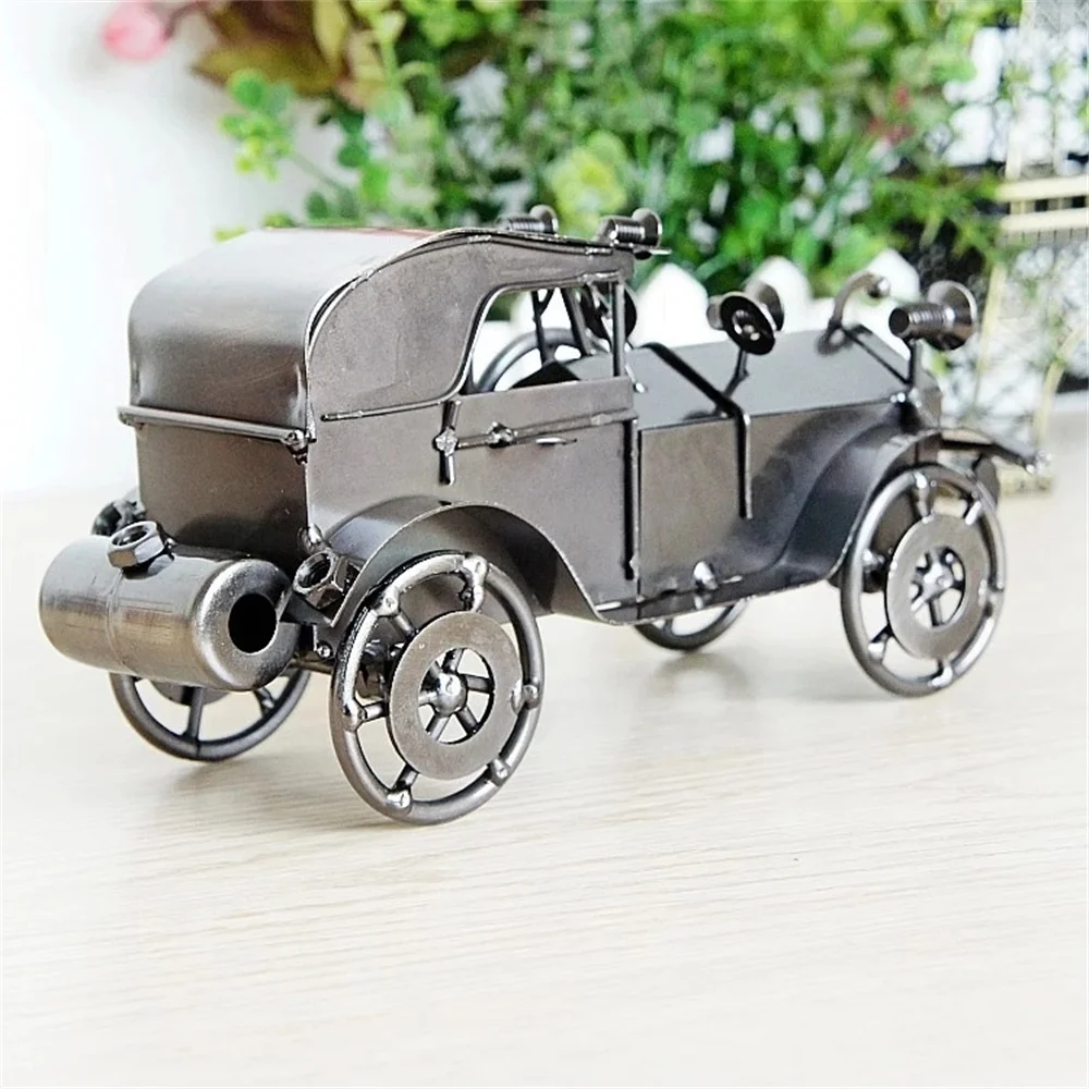 Wrought Iron Classic Car Retro Model Decor Bedroom Desktop Ornaments Electroplating Rust-free Variety of Motorcycle Sculptures