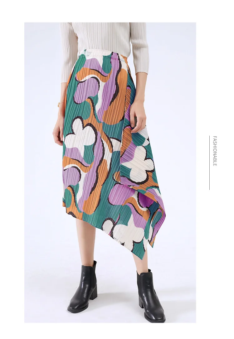 

HOT SELLING Miyake fold fashion pleated skirt pint Unique temperament irregular skirt IN STOCK