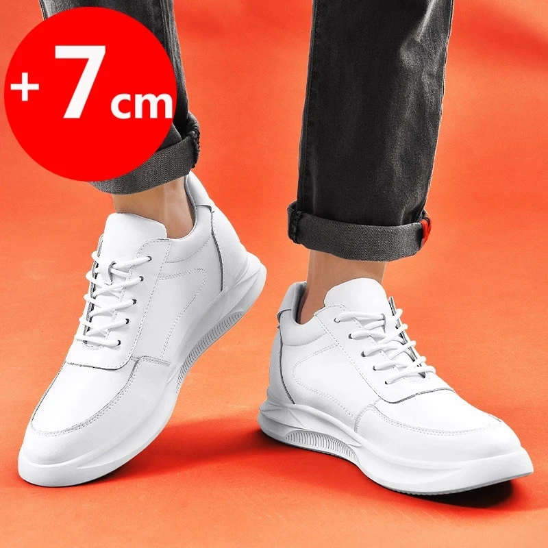 Sapatilhas Aumentando Altura para Homens, Sapatos Aumentando Altura, Sapatos Elevador, Palmilhas De Couro, 7cm, Vida Diária