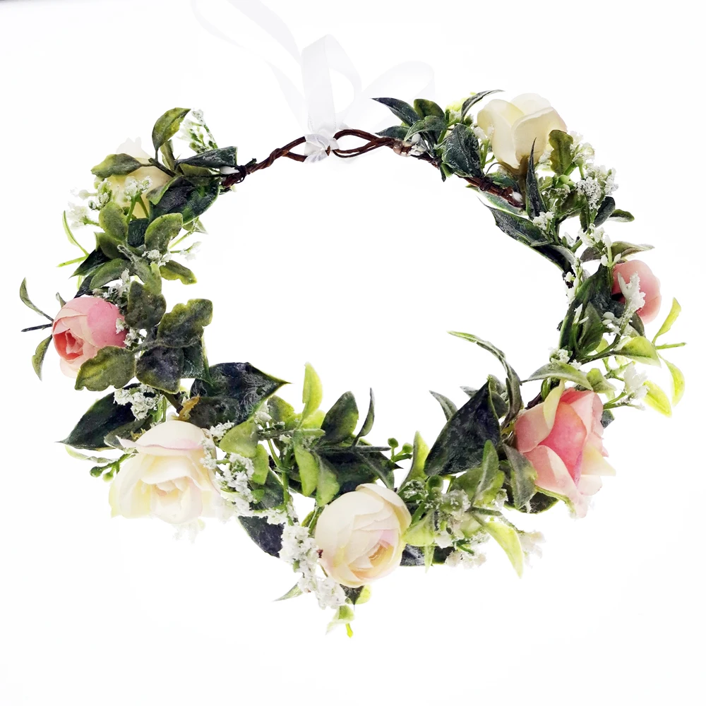 

Rose Floral Flowers Crowns Festival Headpiece Women Hair Accessories Headdress Crown Floral Garland Wedding Floral Headwear