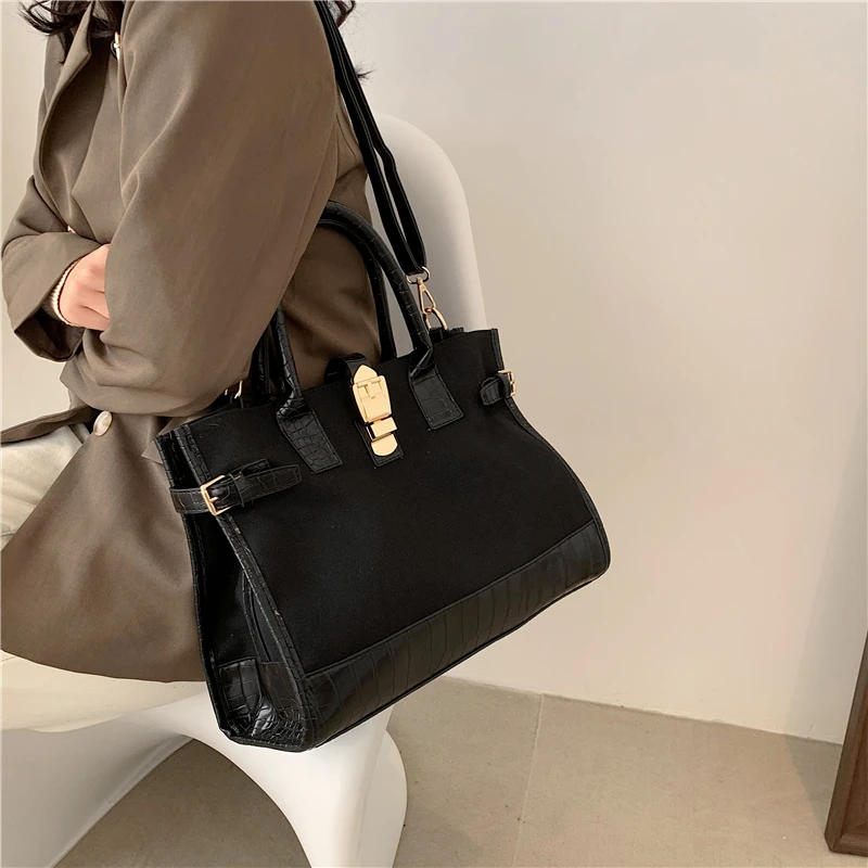 Big Patchwork Canvas Tote Bags For Women Simple Large Capacity Work Ladies Handbags Shopper Travel Female Shoulder Bags