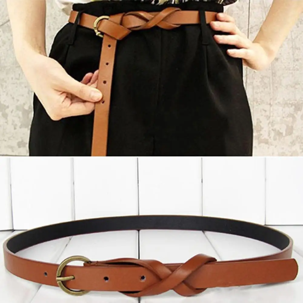 New Women Belts Vintage Simple Thin Waist Belt Metal Buckle Faux Leather Belt Dress Decor Waistband Women belt  skinny belt 2021