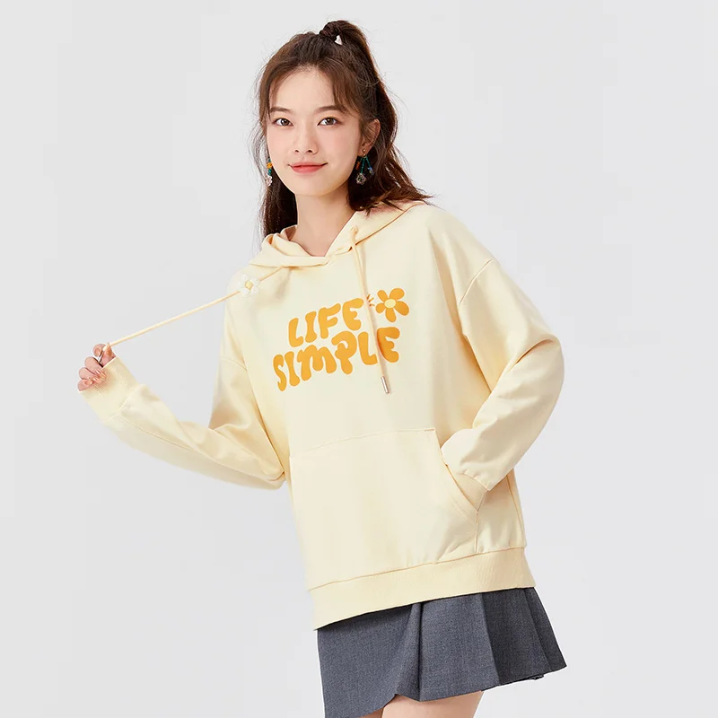 SEMIR Sweatshirt Women Simple And Cute 2021 Autumn Hoodie New Casual Fashion Letter Loose Hooded Pullover Top