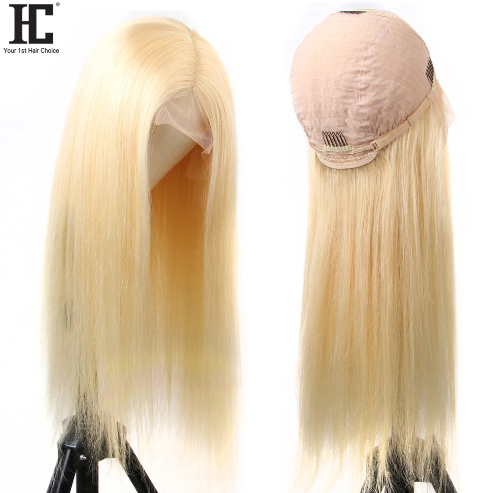 Perruque Lace Wig sans colle brésilienne Remy, cheveux naturels lisses, blond 613, 13x1, 150%