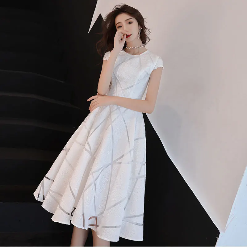 Simple O-neck Short Sleeves Evening Dresses Vestido De Festa вечерние платья Robe De Soiree Vestidos Formales