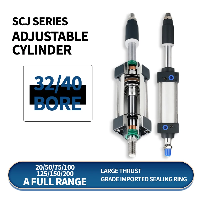 

Pneumatic components Adjustable stroke air cylinder SCJ series bore32/40*25/50/75/100/125/150/175/200 stroke