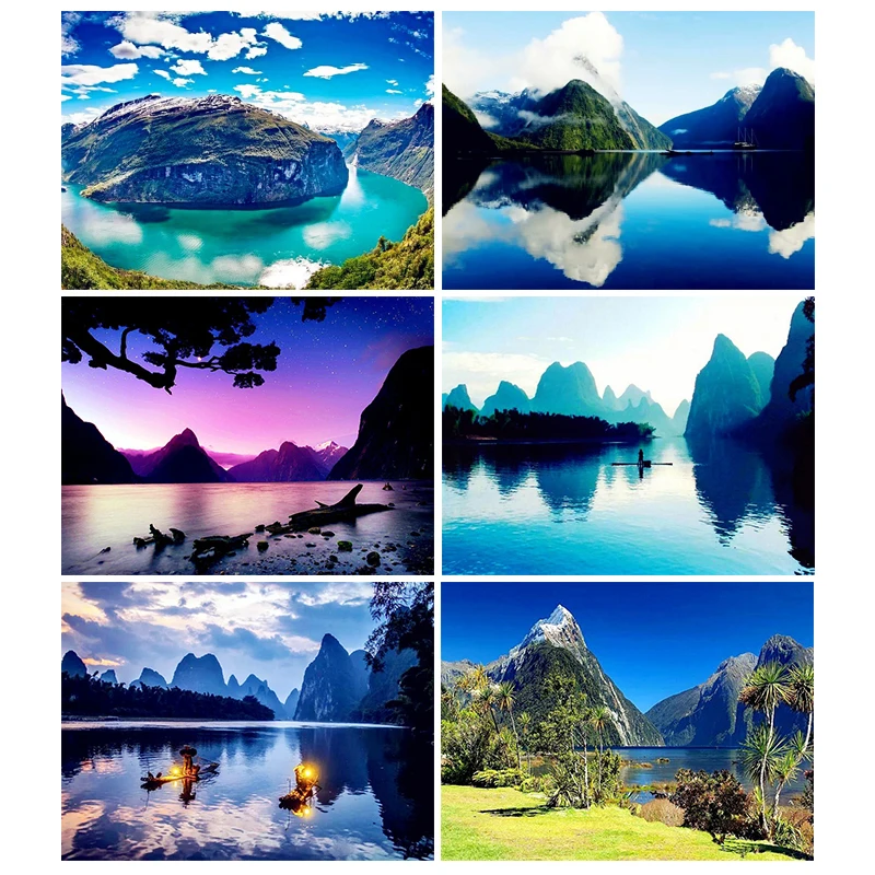 

Yumeart 5D Diamond Painting Scenery Cross Stitch Kits Diamond Embroidery South Island New Zealand Home Decoration Diamond Mosaic