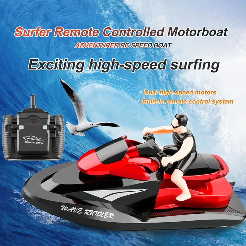 2.4G Afstandsbediening Motorboot Volledig afgedicht Waterdicht 20 km/u Hoge snelheid 100M Controle Dubbele motoraandrijving Elektrische RC Boot Kinderspeelgoed