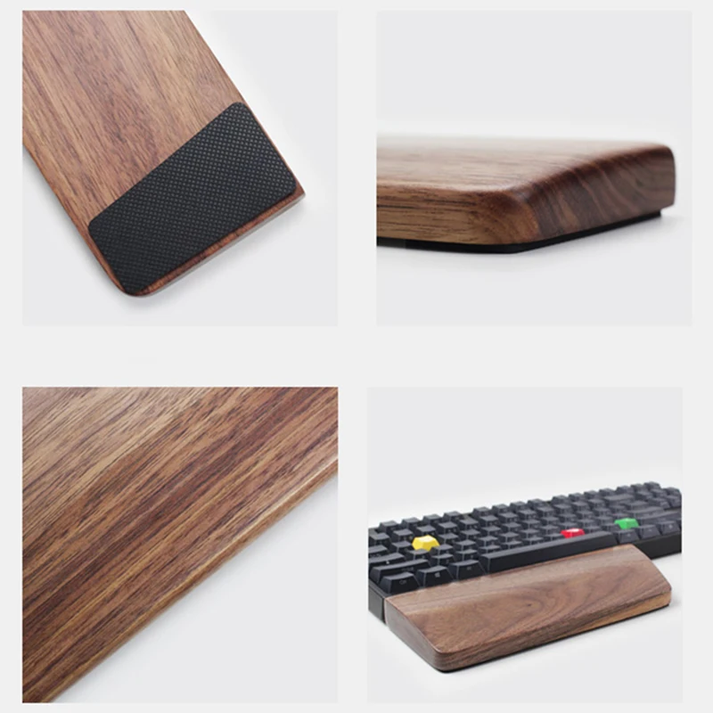 Kashcy Solid Wooden Walnut Palm Rest For Ergonomic Gaming Mechanical Keyboard Wrist Support Pad ,60 87 104 108keys