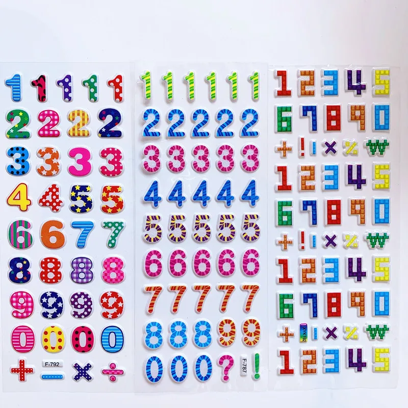 6 Blatt Kinderaufkleber 3D Puffy Bulk Cartoon Englische Alphabet Buchstaben Zahlen Aufkleber Lernspielzeug für Mädchen Jungen GYH – Detail 10