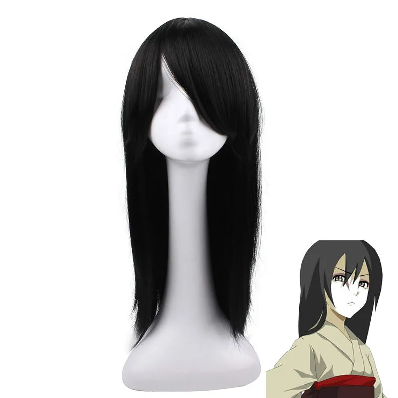 Orochimaru Hyuga Neji Black Straight Long Synthetic Hair Full Bangs High Temperature Fiber Cospaly Full Wigs