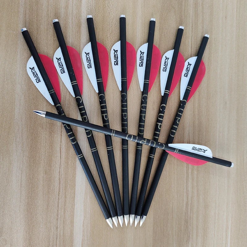 6/12/24 pcs Archery Pure Carbon Crossbow Arrow Diameter 6mm 2 Feathers Arrow Bolts for Crossbow Hunting Archery Shooting