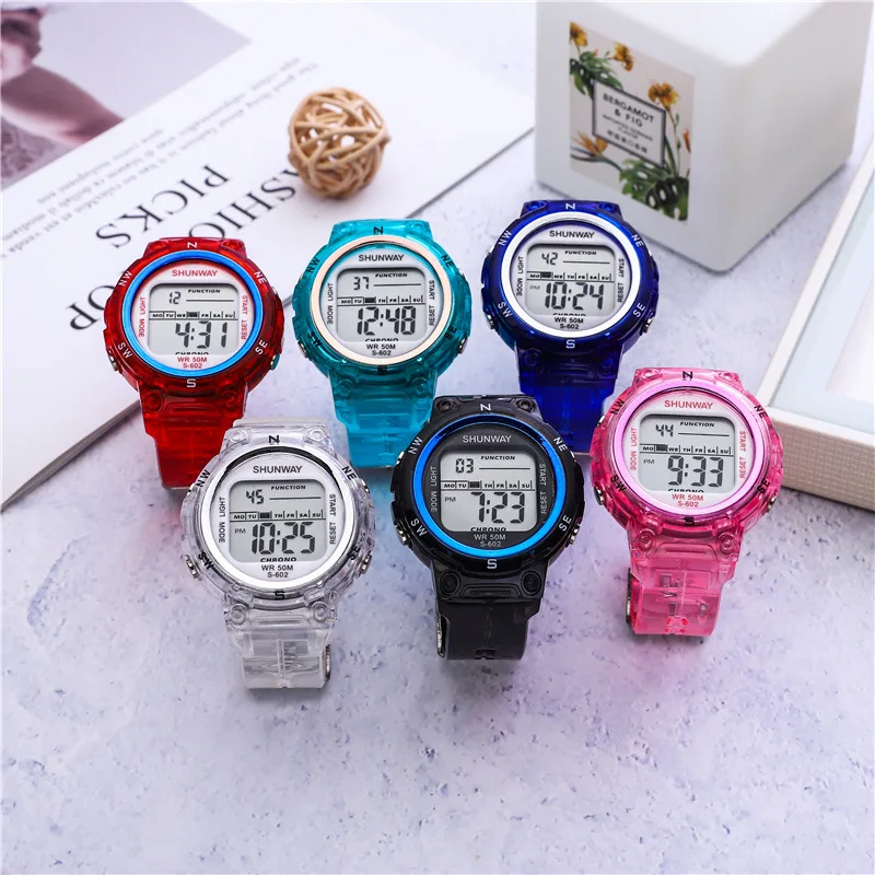 Swimming Electronic LED Watch Digital Sports 5Bar Waterproof Watches for 3~12 Years Old Boys Girls Casual Baby Clock Gift 602