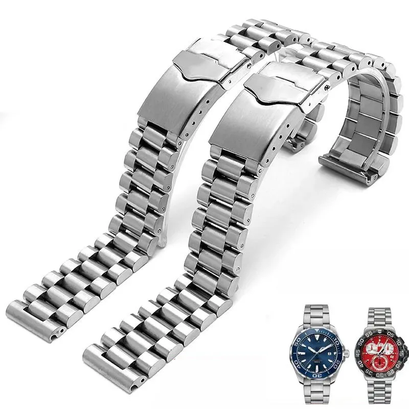 Watchband for TAG heuer watches High qualit Stainless steel male strap 20mm 22mm silver bracelet with folding buckle BAND