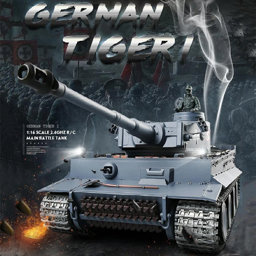 ドイツのタンクモデルtiger1,リモートコントロール玩具,第二次世界大戦,rtr,第二次世界大戦,軍隊モデル,ホビーグレード,1/16