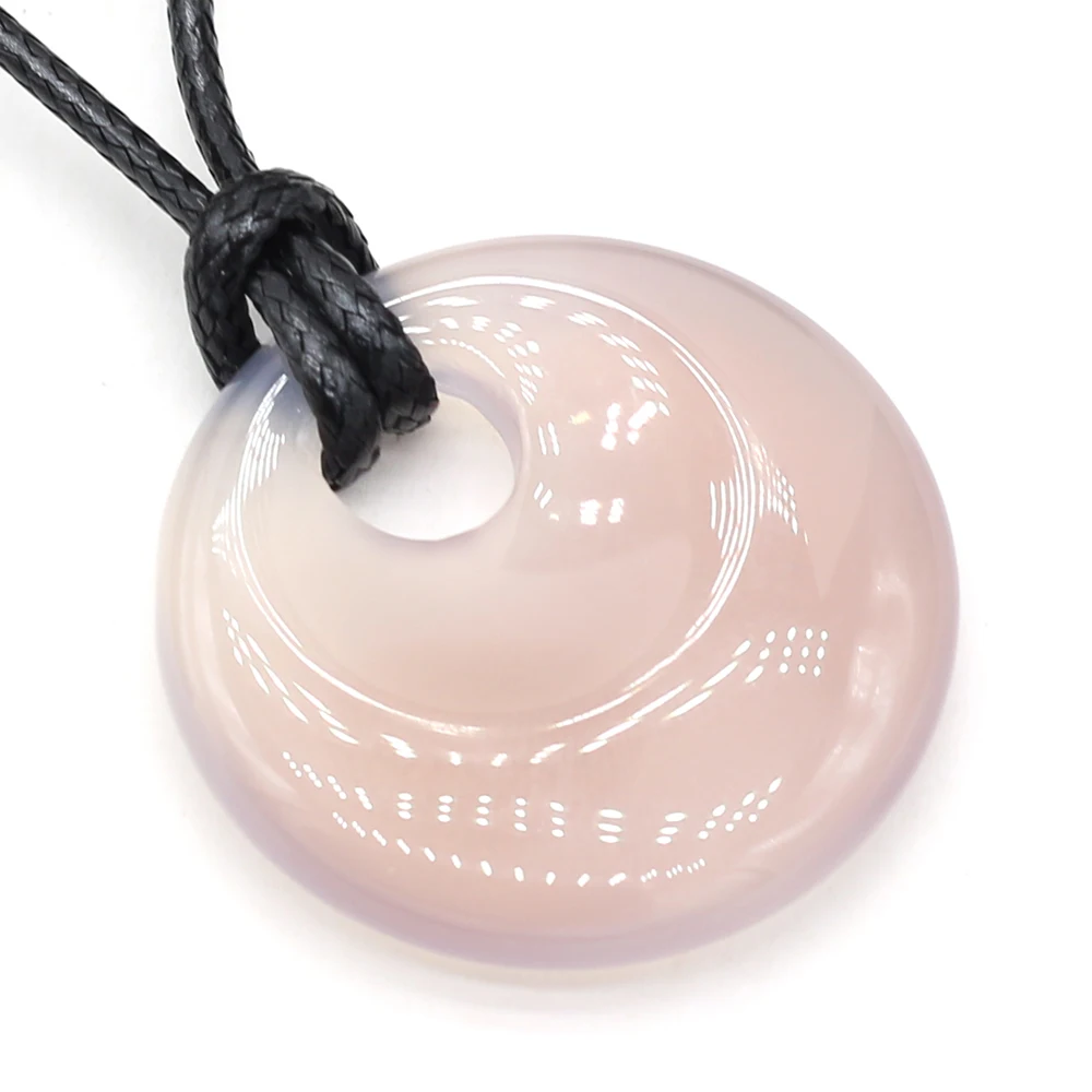 Natural Stone Pendant Necklace Simple Round Big Hole Crystal Lapis lazuli Opal Lucky Necklace Choker Jewelry Women Gifts