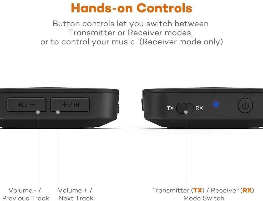 Taotronics adaptador sem fio bluetooth 5.0 transmissor receptor 3.5mm aux & rca áudio em casa música streaming aptx baixa latência adaptador