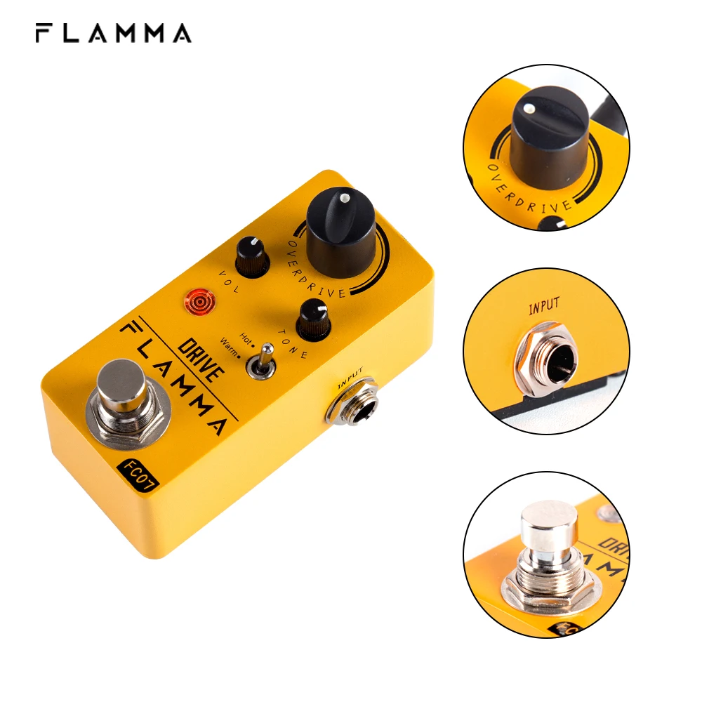 FLAMMA FC07 Overdrive pedalı gitar elektro gitar Overdrive etkileri Pedal sıcak sıcak modları güç kaynağı ile gerçek Bypass