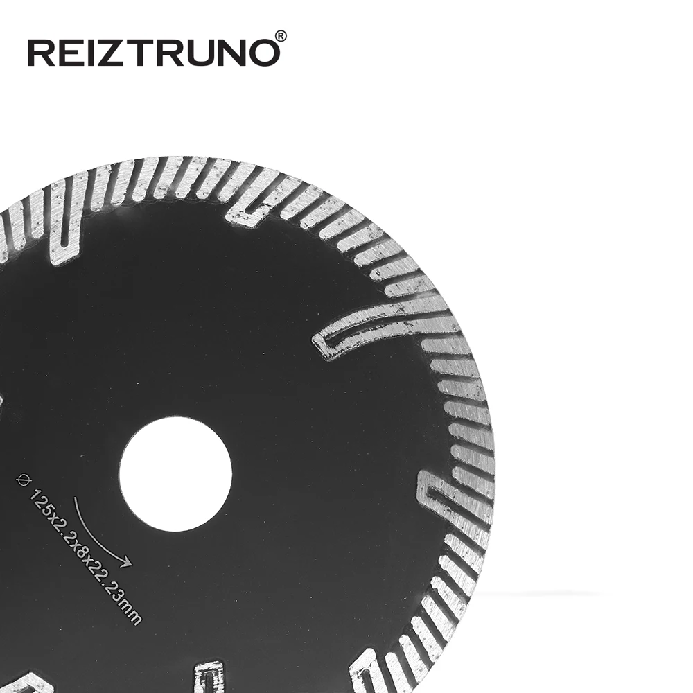 REIZTRUNO Premium Diamond Saw Blade 5-Inch Diamond Turbo Blade for concrete sandstone granite with protective teeth,Hot pressed