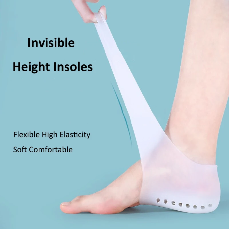 Invisible Height Increase Insole Soft Silicone 1.5CM 2.5CM 3.5CM Lift Breathable Shoes Pad Men Women Socks Dropshipping