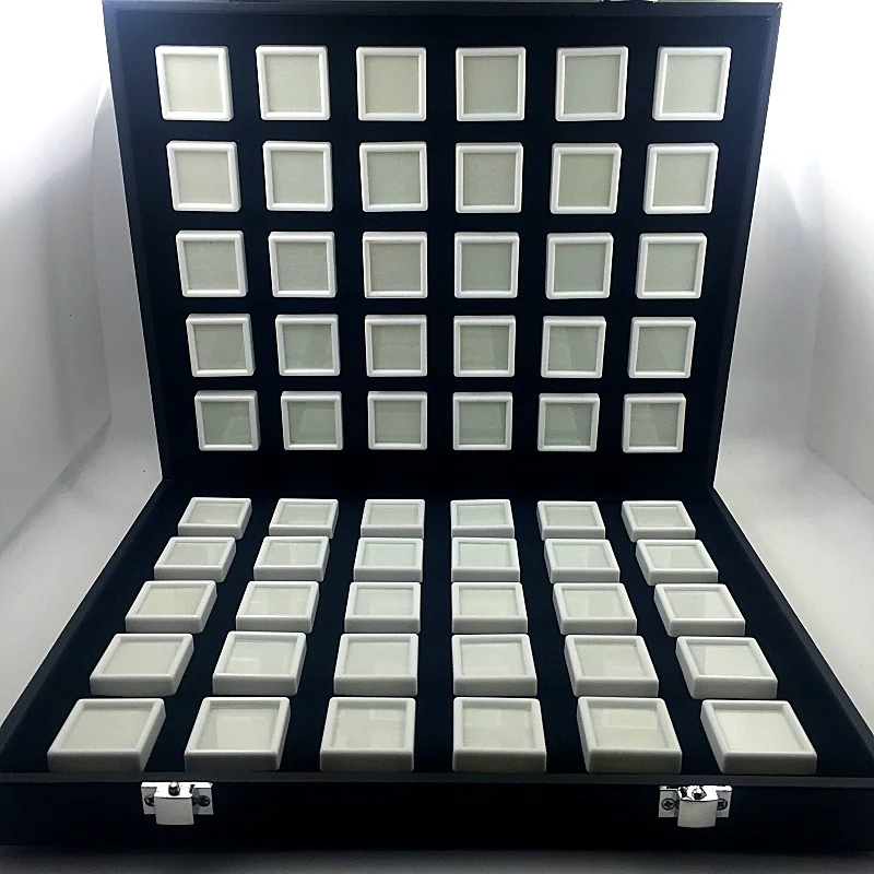 Travel Gem Storage Box, Black Portable Gem Storage Box, Jewelry Tray, Stone Rack, 3X3cm Diamond Box, 60 Pieces