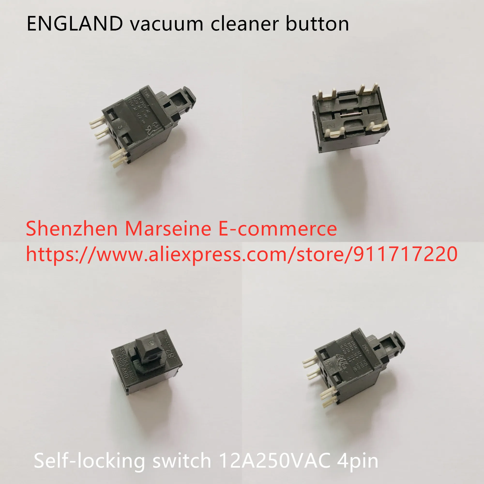 Original New 100% ENGLAND vacuum cleaner button 4pin self-locking switch 12A250VAC